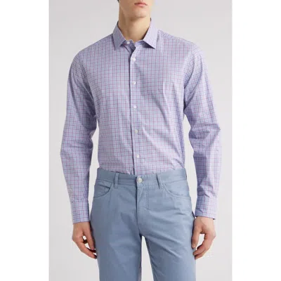 Scott Barber Newport Plaid Cotton Poplin Button-up Shirt In Grape