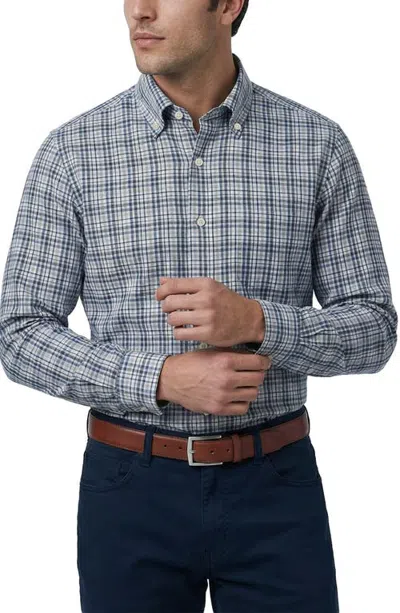Scott Barber Newport Plaid Cotton Poplin Shirt In Blue