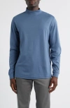 Scott Barber Pima Cotton Interlock Mock Neck Top In Blue