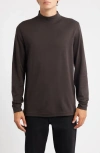 Scott Barber Pima Cotton Interlock Mock Neck Top In Brown