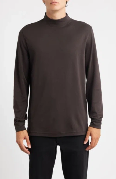 Scott Barber Pima Cotton Interlock Mock Neck Top In Brown
