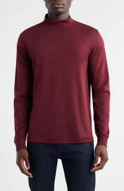 Scott Barber Pima Cotton Interlock Mock Neck Top In Burgundy