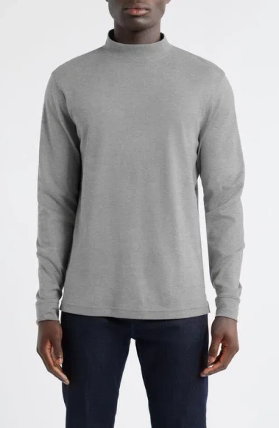 Scott Barber Pima Cotton Interlock Mock Neck Top In Gray