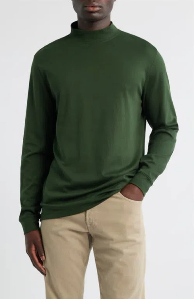 Scott Barber Pima Cotton Interlock Mock Neck Top In Green