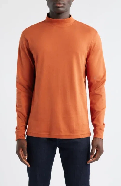 Scott Barber Pima Cotton Interlock Mock Neck Top In Orange
