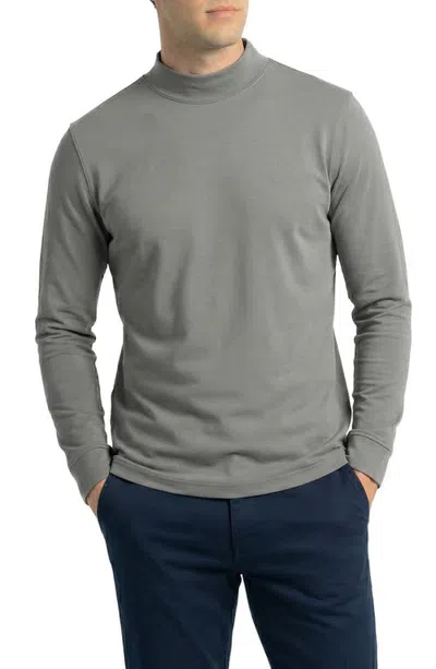 Scott Barber Pima Cotton Interlock Mock Neck Top In Silver