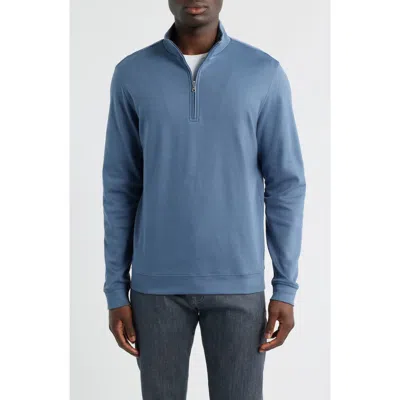 Scott Barber Pima Cotton Interlock Quarter Zip Pullover In Blue
