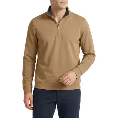 Scott Barber Pima Cotton Interlock Quarter Zip Pullover In Camel