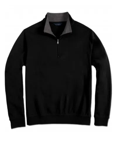 Scott Barber Pima Interlock Zip Mock, Black In Multi