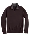 Scott Barber Pima Interlock Zip Mock, Dark Chocolate In Multi