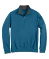 Scott Barber Pima Interlock Zip Mock, Dark Teal In Multi