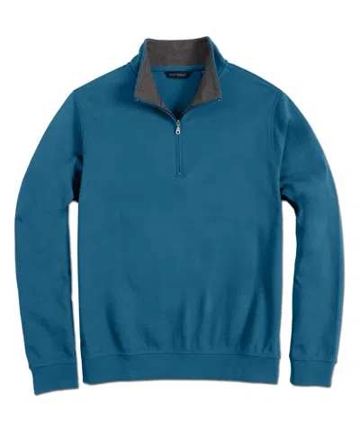 Scott Barber Pima Interlock Zip Mock, Dark Teal In Multi
