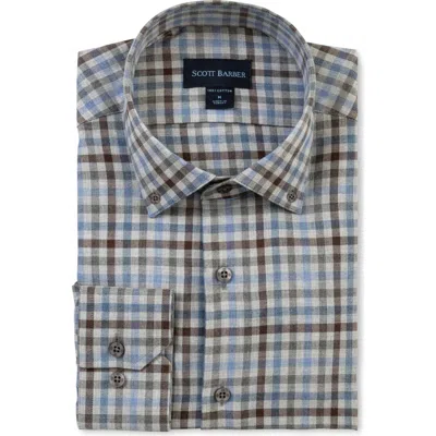 Scott Barber Plaid Flannel Button-down Shirt In Blue