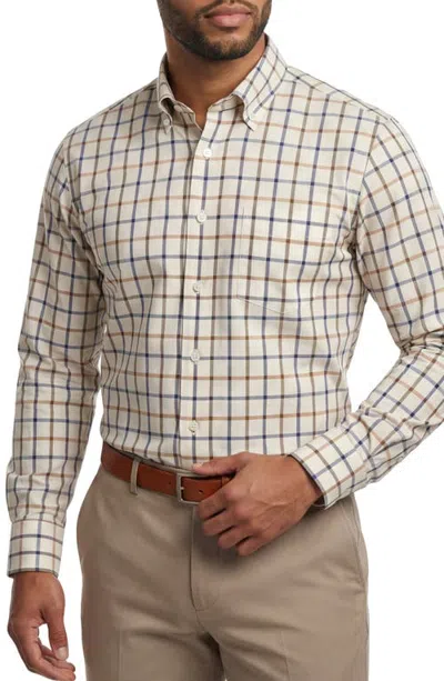 Scott Barber Plaid Lightweight Cotton Button Down Shirt In Cream