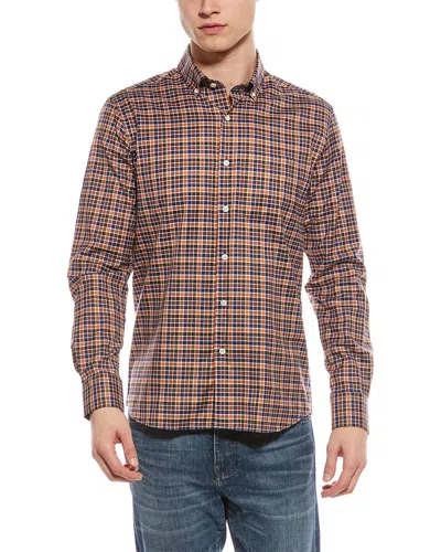 Scott Barber Prep Twill Check Shirt In Brown