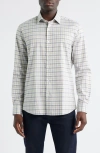 Scott Barber Regular Fit Check Mélange Cotton Gingham Button-up Shirt In White