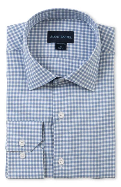 Scott Barber Regular Fit Gingham Cotton Twill Button-up Shirt In Blue