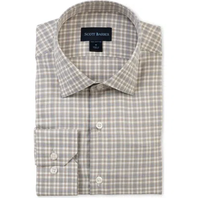 Scott Barber Regular Fit Plaid Cotton Twill Button-up Shirt In Brown