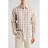 Scott Barber Riviera Buffalo Check Cotton Blend Poplin Button-up Shirt In Brown
