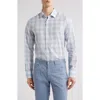 Scott Barber Riviera Buffalo Check Cotton Blend Poplin Button-up Shirt In Sky