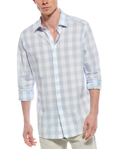Scott Barber Riviera Poplin Buffalo Plaid Shirt In White