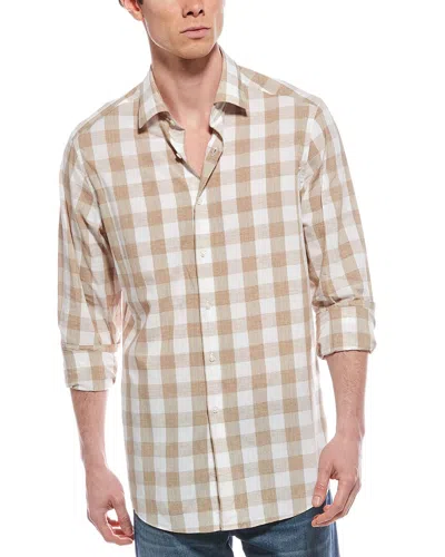 Scott Barber Riviera Poplin Buffalo Plaid Shirt In Neutral