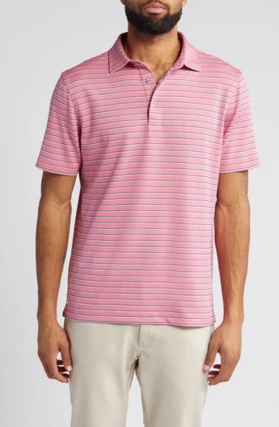Scott Barber Shaded Stripe Technical Jersey Polo In Nantucket Red