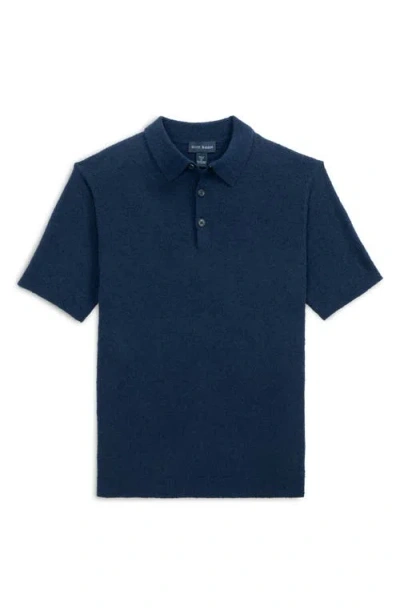 Scott Barber Solid Bouclé Polo In Blue