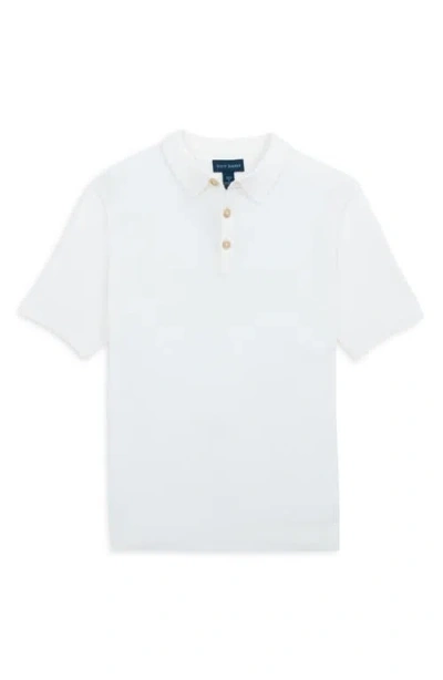 Scott Barber Solid Bouclé Polo In White