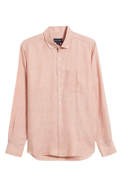 Scott Barber Solid Linen & Lyocell Twill Button-down Shirt In Spice