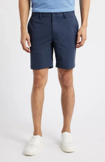 Scott Barber Sono Flat Front Stretch Chino Shorts In Blue