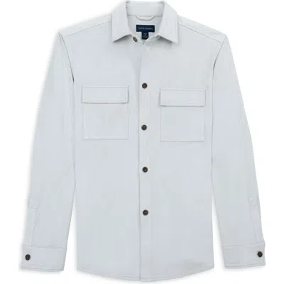 Scott Barber Stretch Faux Microsuede Shirt Jacket In Blue