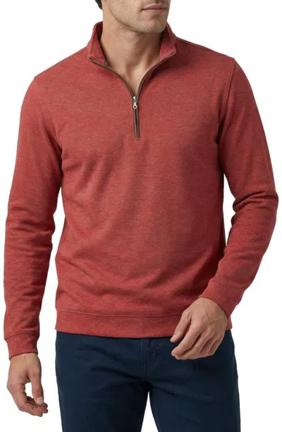 Scott Barber Stretch Heather Fleece Quarter Zip Pullover In Brick