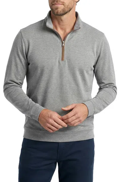 Scott Barber Stretch Heather Fleece Quarter Zip Pullover In Grey Heather