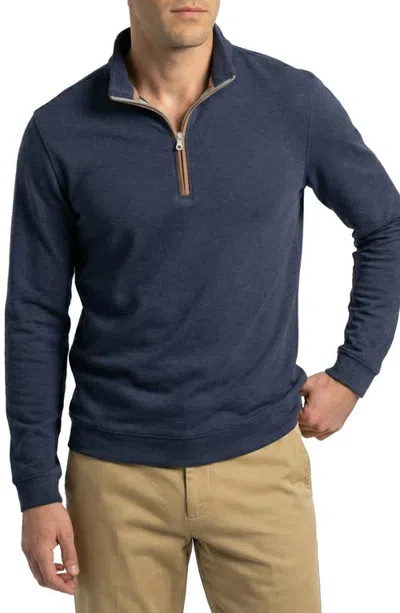 Scott Barber Stretch Heather Fleece Quarter Zip Pullover In Navy