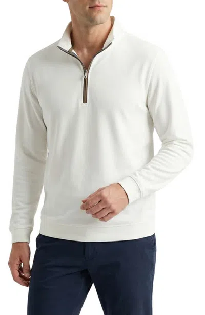 Scott Barber Stretch Heather Fleece Quarter Zip Pullover In Winter White