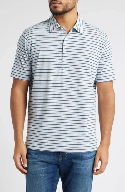 Scott Barber Stripe Cotton Blend Polo In Blue