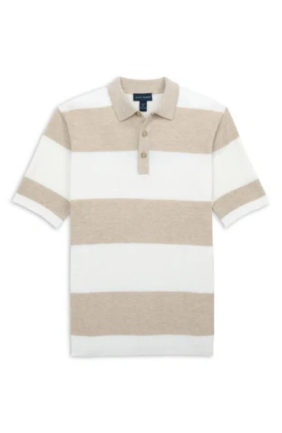 Scott Barber Stripe Rib Polo Sweater In Multi