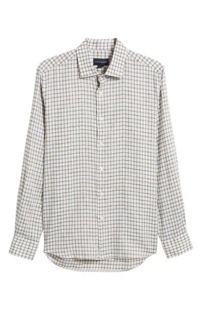 Scott Barber Tattersall Check Linen Twill Button-up Shirt In Sage
