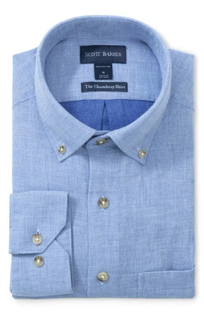 Scott Barber The Chambray Button-down Shirt In Blue