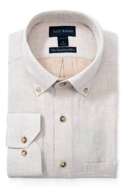 Scott Barber The Chambray Button-down Shirt In Neutral