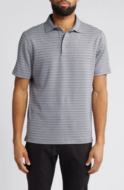 Scott Barber Track Stripe Tech Polo Shirt In Grey Heather