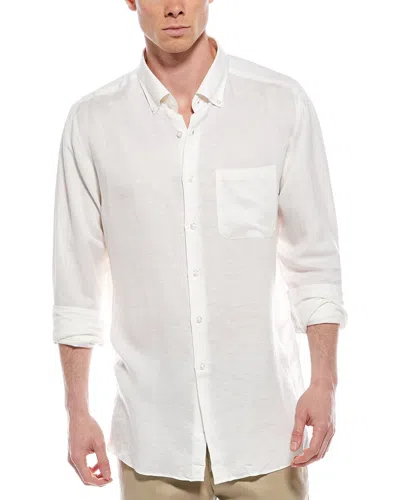 Scott Barber Twill Solid Linen-blend Shirt In White