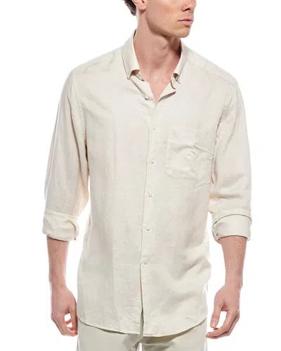 Scott Barber Twill Solid Linen-blend Shirt In Neutral