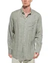 Scott Barber Twill Solid Linen-blend Shirt In Green