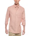 Scott Barber Twill Solid Linen-blend Shirt In Brown