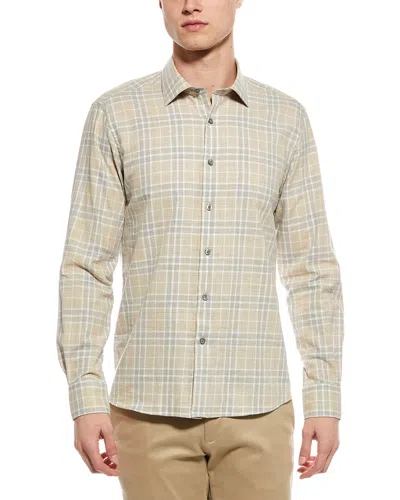 Scott Barber Weekend Heathered Plaid Shirt In Brown