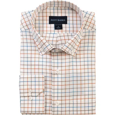 Scott Barber Windowpane Prep Cotton Twill Button-down Shirt In White