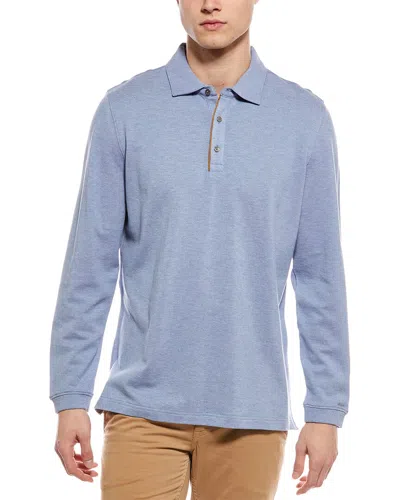 Scott Barber Wool-blend Pique Polo Shirt In Blue
