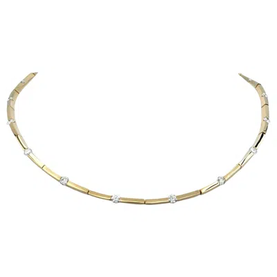 Pre-owned Scott Gauthier Elongated Bar Link Choker Necklace With Diamonds In 14 Karat Gold In Multi